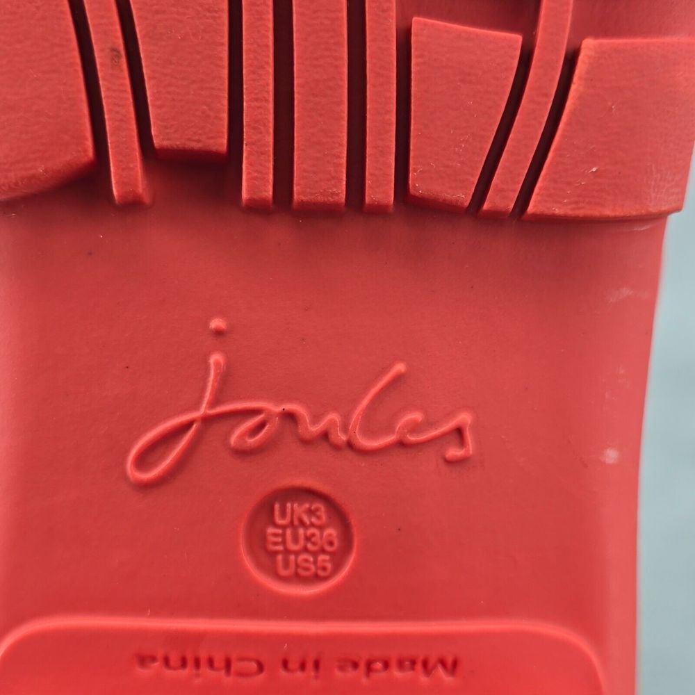 New Joules Rain Boots Mid Calf Molly Welly Print Hike Dogs Red Size US: 5 UK: 3 - Picture 8 of 12